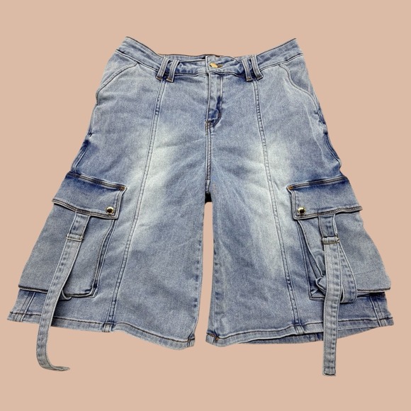 Cargo Pants - Retrofete New York Women's Cargo Light WashDenim Shorts Utility Designer Size 27
